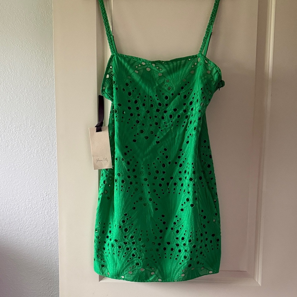 Johanna Ortiz - Green Eyelet Mini Dress - Picture 6 of 6